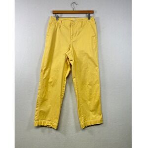 A New Day Women's Yellow Wide Leg Crop Pants Size 6 Stretch Cotton Blend Casual